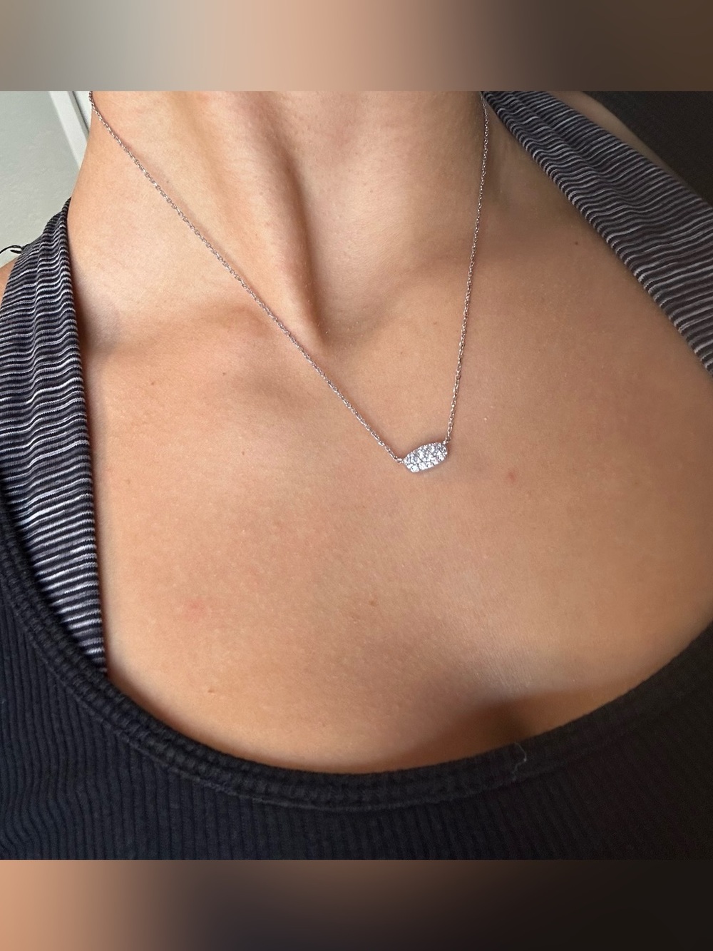 Kendra Scott Sterling Silver Pavé Teardrop Pendant Necklace - Silver